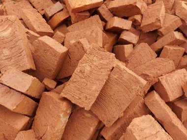 Tuğla yığını. Çerçeve fotoğrafçılığı konseptini. arka plan olarak kullanılabilir..