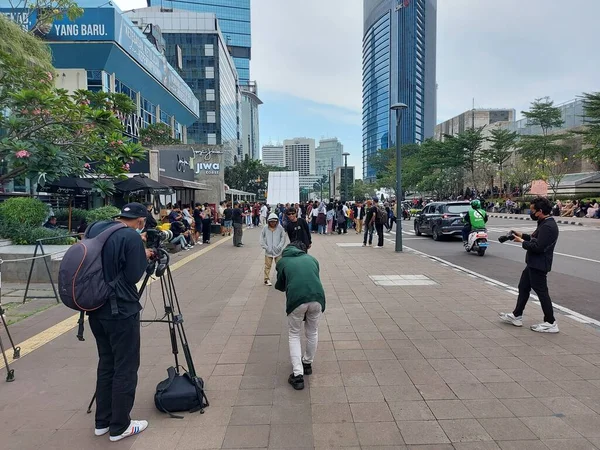 Jakarta Indonesien Juli 2022 Straßenatmosphäre Zentralen Geschäftsviertel Sudirman Jakarta Der — Stockfoto