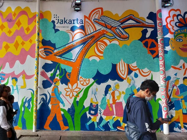 Jakarta Indonesia July 2022 Фреска Стіні Під Тунелем Районі Scbd — стокове фото