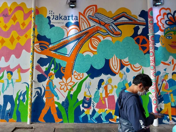 Jakarta Indonesia July 2022 Mural Wall Tunnel Scbd Area Place — Stock Photo, Image