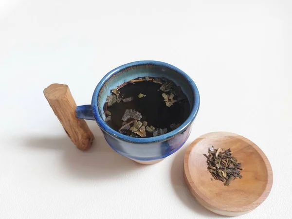 Cup Tea Compeleted Dried Leaf Tea Healthy Drink Aesthetic Minimalist — Stock Photo, Image