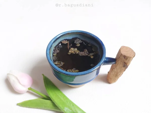 Cup Tea Compeleted Dried Leaf Tea Healthy Drink Aesthetic Minimalist — Stock Photo, Image