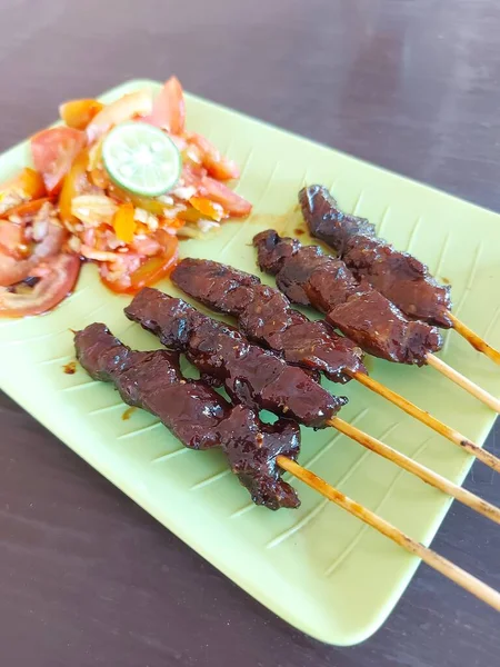 Sate Maranggi Traditional Food Purwakarta Indonesia Made Chicken Beef Sweet — Stock Photo, Image