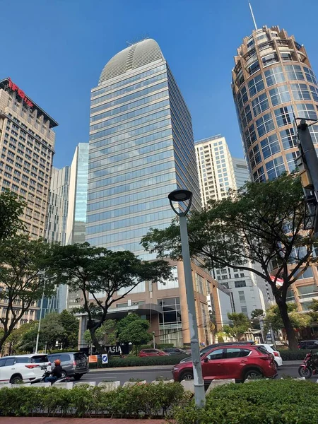 Jakarta Indonesia July 2022 Skyscrapers Sudirman Street Jakarta Indonesia — Fotografia de Stock