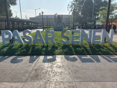 Jakarta,Indonesia-August 1 2022: 'Pasar Senen' station signboard.  one of the famous stations in the city of Jakarta, Indonesia