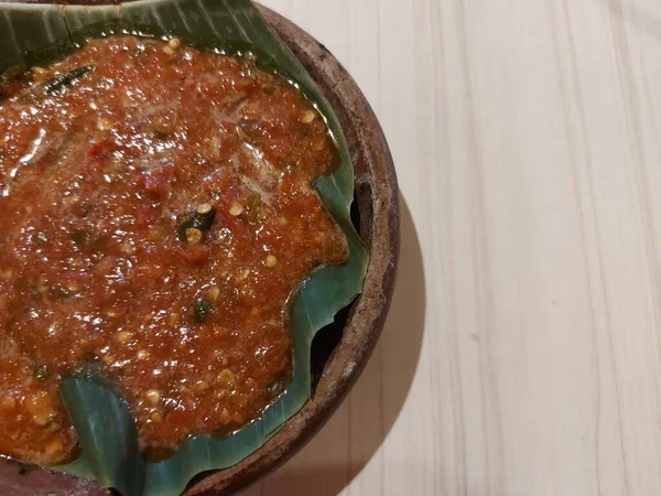 Sambal Pecak Traditional Sauce Indonesia Usually Served Fried Foods Fried — Photo