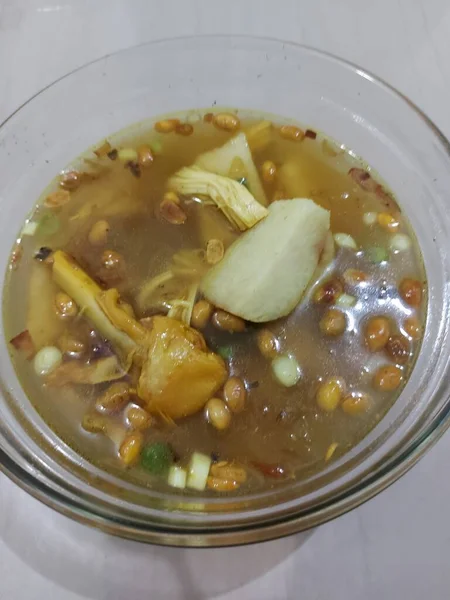 Clear Chicken Knee Soup Rice Cake Consist Rice Cake Chicken — 스톡 사진