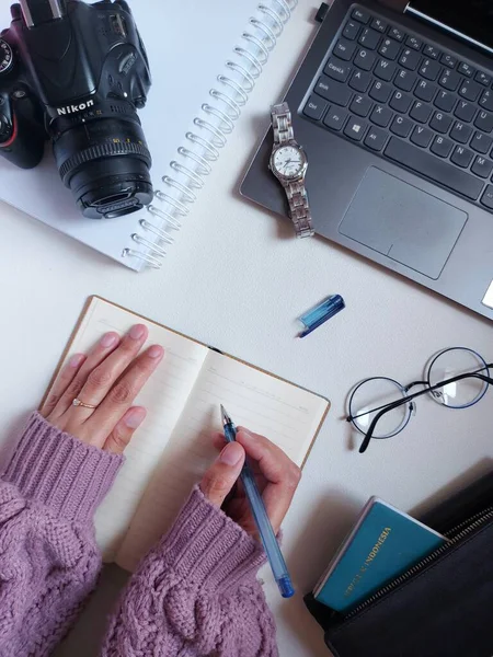 Bogor Indonesia August 2022 Traveller Photography Concept Consist Blank Book — Stock fotografie