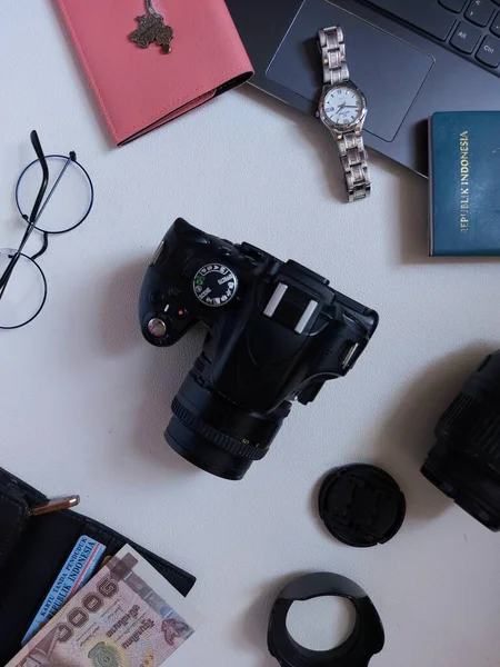 Bogor Indonesia August 2022 Traveller Photography Concept Consist Camera Lens — Stockfoto