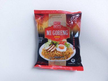 Bogor, indonesia-august 10 2022: best wok mi goreng original flavour. It is indonesian imstant noodle brand.