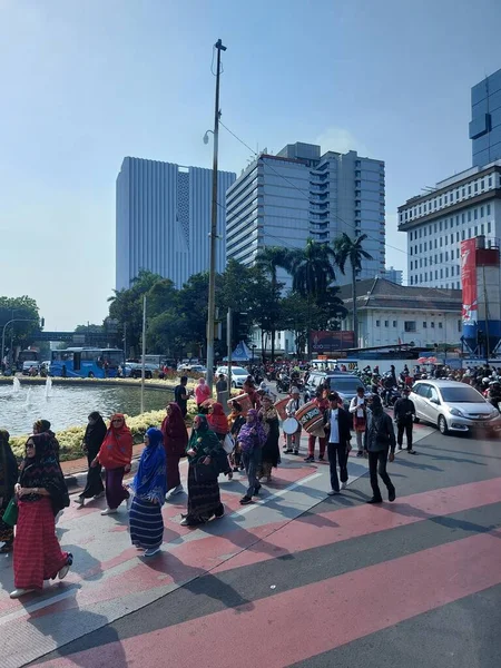 Jakarta Indonesië Augustus 2022 Autovrije Dagsfeer Het Sudirman Central Business — Stockfoto