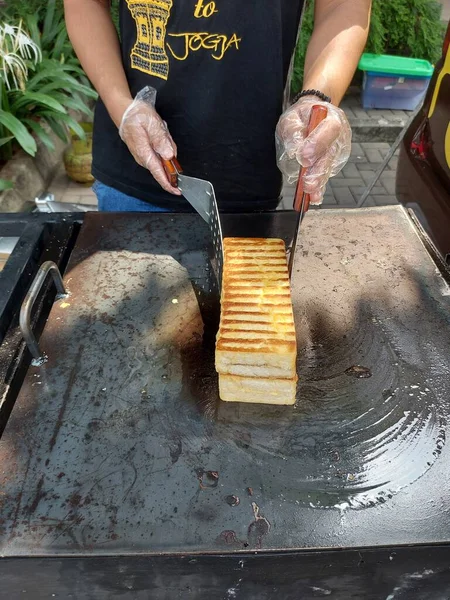 Богор Індонезія Аугуст 2022 Roti Bakar Lumer Вулична Їжа Тостів — стокове фото