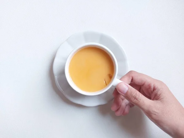 Una Taza Tailandés Con Hielo Sabor Dulce Fondo Aislado Blanco — Foto de Stock