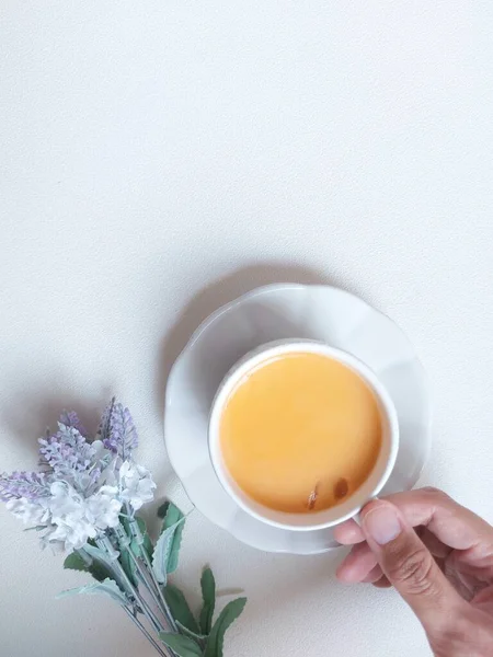 Eine Tasse Thai Tee Mit Eis Süßer Geschmack Isolierter Hintergrund — Stockfoto