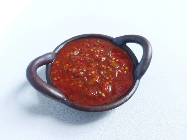 Sambal Terasi Traditional Side Dish Indonesia Made Fresh Red Chili — Stock Photo, Image