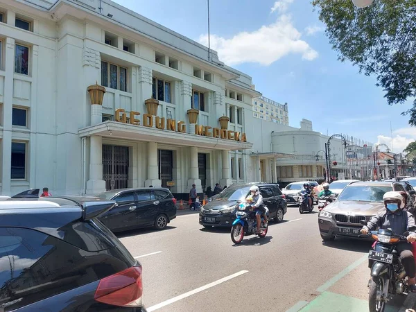 Bandung Indonésia Setembro 2022 Atmosfera Tráfego Jalan Asia Afrika Bandung — Fotografia de Stock