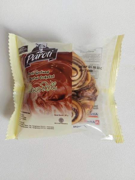 Bogor Indonézia Szeptember22 2022 Csokoládé Tekercs Kenyér Műanyag Csomagoláson Paroti — Stock Fotó