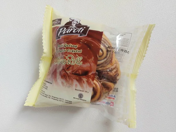 Bogor Indonézia Szeptember22 2022 Csokoládé Tekercs Kenyér Műanyag Csomagoláson Paroti — Stock Fotó