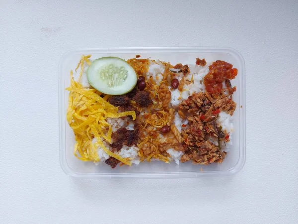 Nasi Lemak Hindistancevizi Sütü Ile Pilav Pişirilir Böylece Tadı Lezzetlidir — Stok fotoğraf