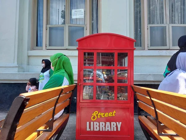 Bandung Indonesia September 2022 Street Library Bookcase Jalan Asia Afrika — стокове фото