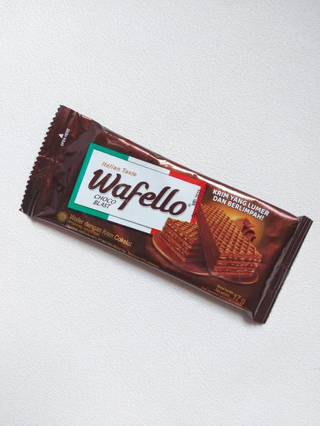 Bogor Indonésia Setembro 2022 Creme Bolacha Com Chocolate Marca Wafello — Fotografia de Stock