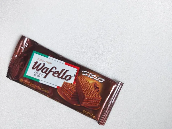 Bogor Indonésia Setembro 2022 Creme Bolacha Com Chocolate Marca Wafello — Fotografia de Stock