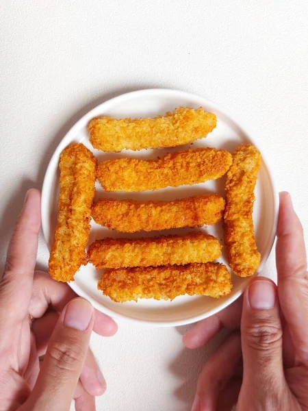 Chicken Finger Oder Chicken Goujons Streifen Tenders Nuggets Filets Herzhafter — Stockfoto