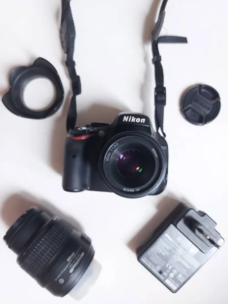 Bogor 2022 Nikon D5100 Dslr Camera Zwarte Kleur Aangevuld Met — Stockfoto