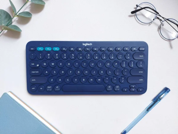 Bogor Indonesia Oct 2022 Logitech Keyboard Escritura Portátil Para Computadora — Foto de Stock