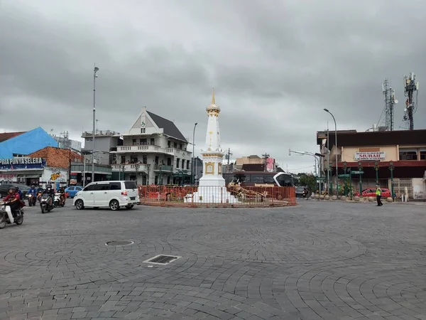 Yogyakarta Indonésie Říj 2022 Dopravní Atmosféra Památníku Jogja Jeden Slavných — Stock fotografie