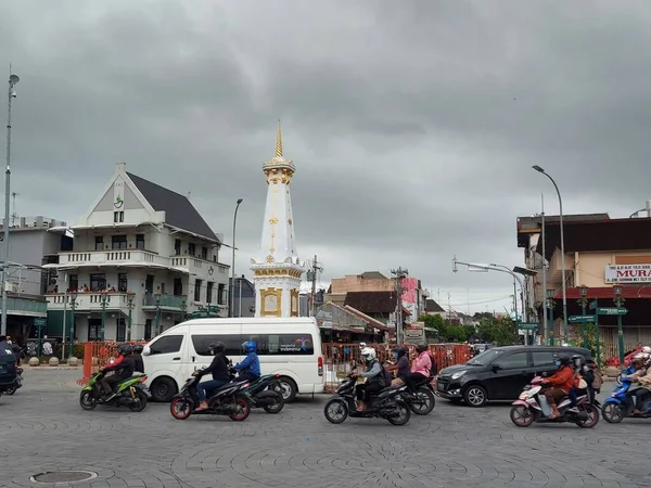 Yogyakarta Indonésie Říj 2022 Dopravní Atmosféra Památníku Jogja Jeden Slavných — Stock fotografie