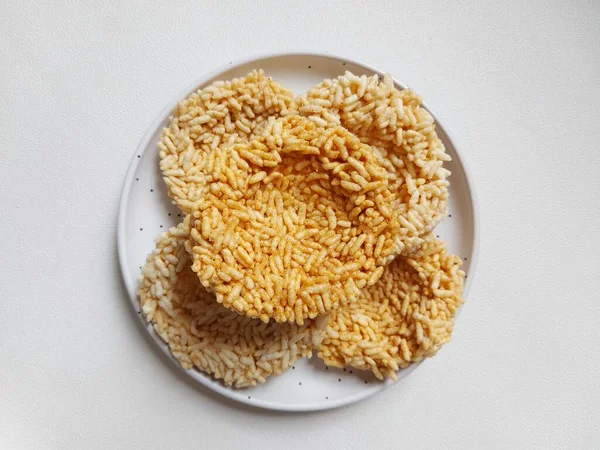 Rengginangorranginang Tratta Una Sorta Cracker Indonesiano Ispessitore Base Glutinoso Riso — Foto Stock
