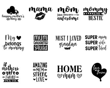 Anneler Günü tasarımı, Anneler Günü yazı dizisi vektörü ve çıkartması.