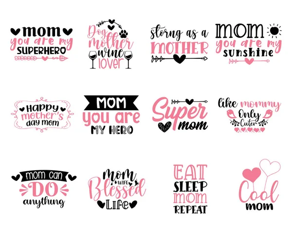 母亲节报价设计 母亲节字母矢量和贴纸 — 图库矢量图片