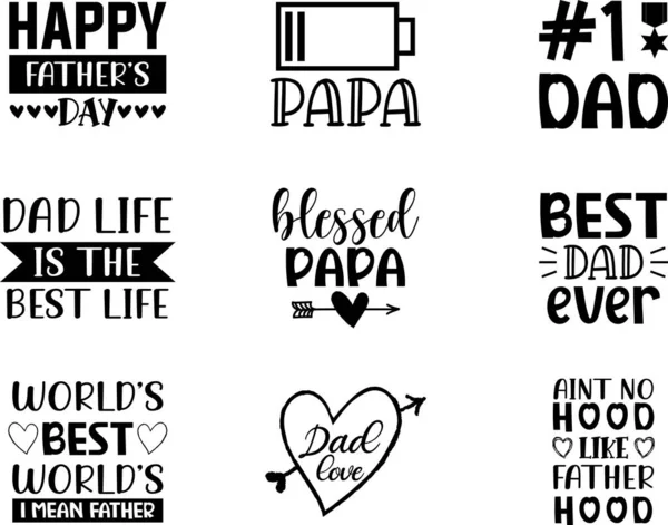 Happy Father Day Typography Set — Stockový vektor