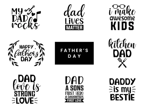 Daddy Dad Bundle Graphic Vector Letter Card Calligraphy Phrase Element — Stockvektor