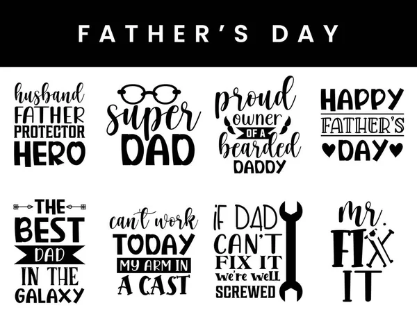 Coleção Dia Pai Tipografia Letras Citações Desenhos —  Vetores de Stock