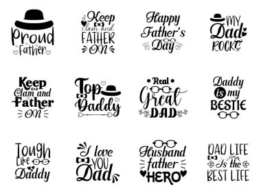Babalar Günü tipografi koleksiyonu alıntıları dizayn ediyor