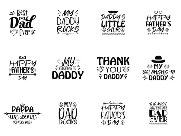 Coleção Pais Dia Tipografia Letras Citações Desenhos —  Vetores de Stock