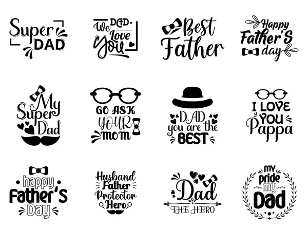 Set Fathers Day Lettering Quote — Stock Vector