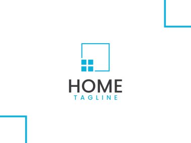 Emlak karesi logosu, pencereler ve kare konsept