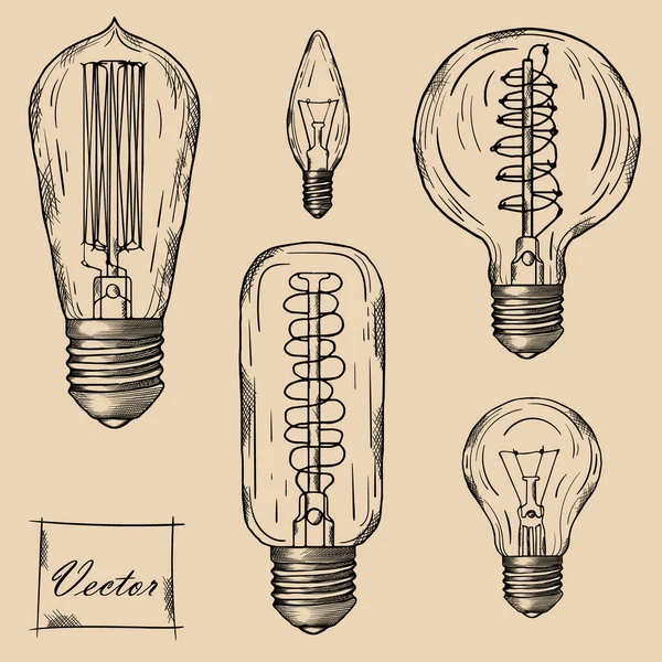 Lampes Incandescence Style Rétro — Image vectorielle