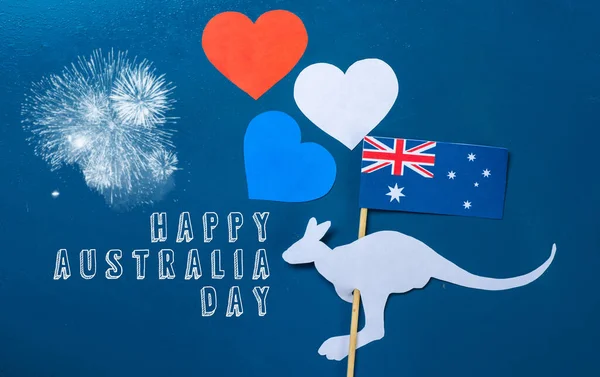 オーストラリアの日のコンセプト 白いオーストラリアの地図 国民の休日26 1月に書かれた挨拶 ファンデーションデーションの日 — ストック写真