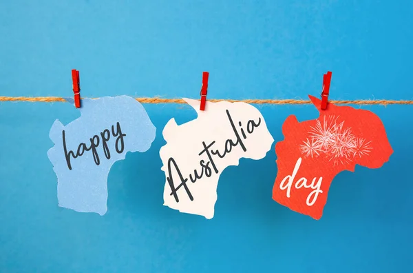 Journée Australie Concept Salutation Écrite Sur Les Cartes Blanches Australiennes — Photo