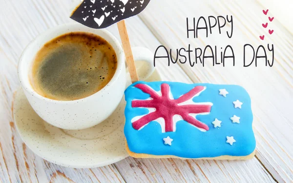 Assiette Fête Avec Biscuits Australiens Patriotiques Bonbons Gâteau Australie Jour — Photo