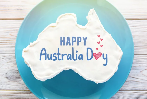 Festteller Mit Australischen Patriotischen Süßigkeiten Keksen Und Kuchen Hintergrund Zum — Stockfoto