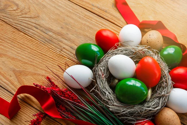 Buona Pasqua Carta Italiana Uova Pasqua Come Colore Della Bandiera — Foto Stock