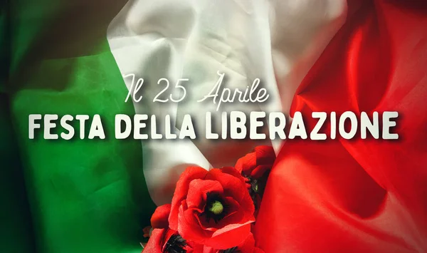 Aprile Festa Della Liberazione Testo Italiano Bandiera Fotografia Stock