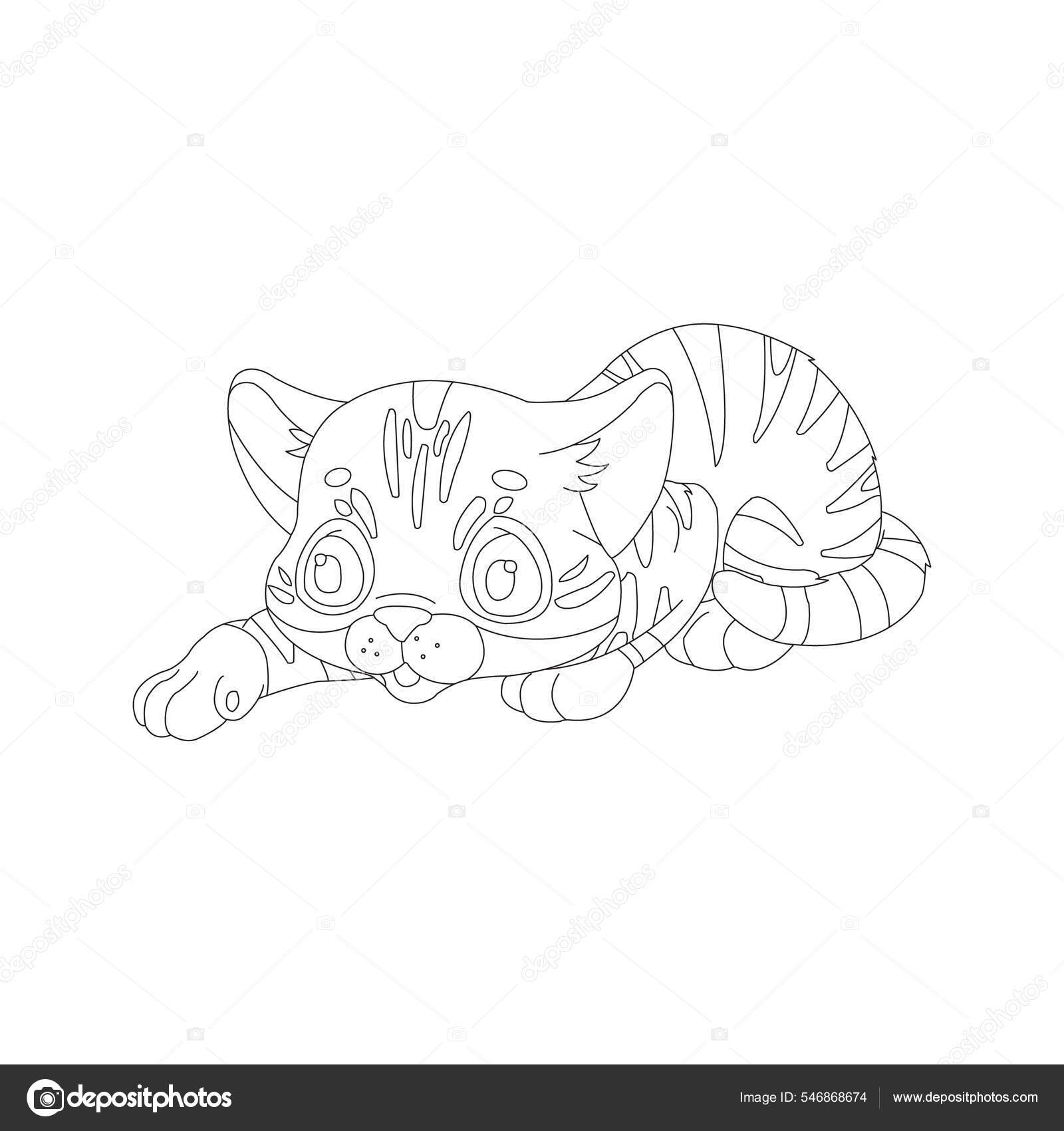 Coloring Page Outline Cute Cat - Depositphotos 546868674 Stock Illustration Coloring Page Outline Cute Cat 