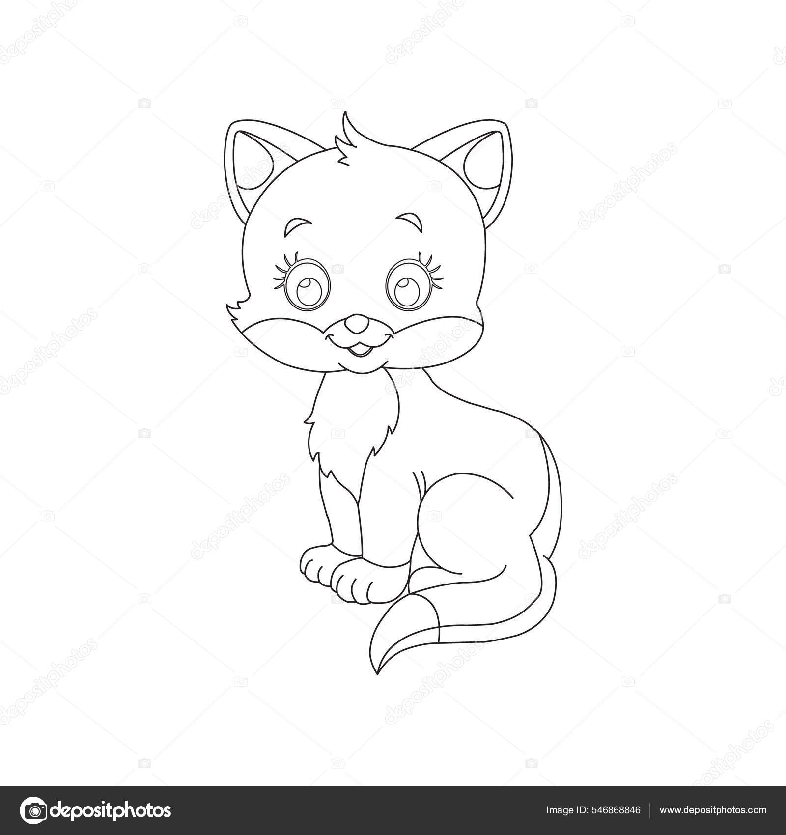 desenho de gato desenho animado kawaii anime bonito para colorir 10504554  Vetor no Vecteezy